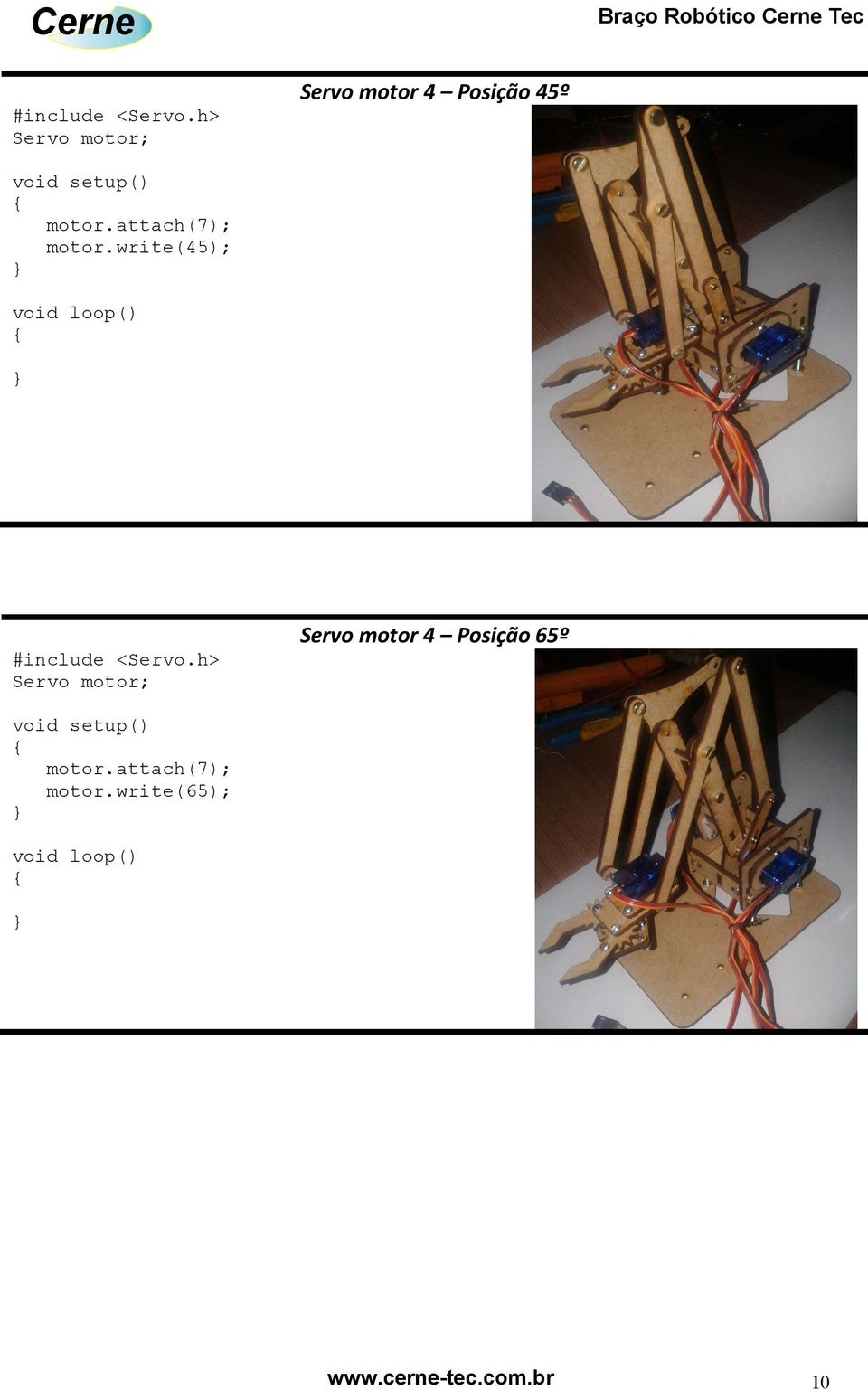 write(45); Servo motor