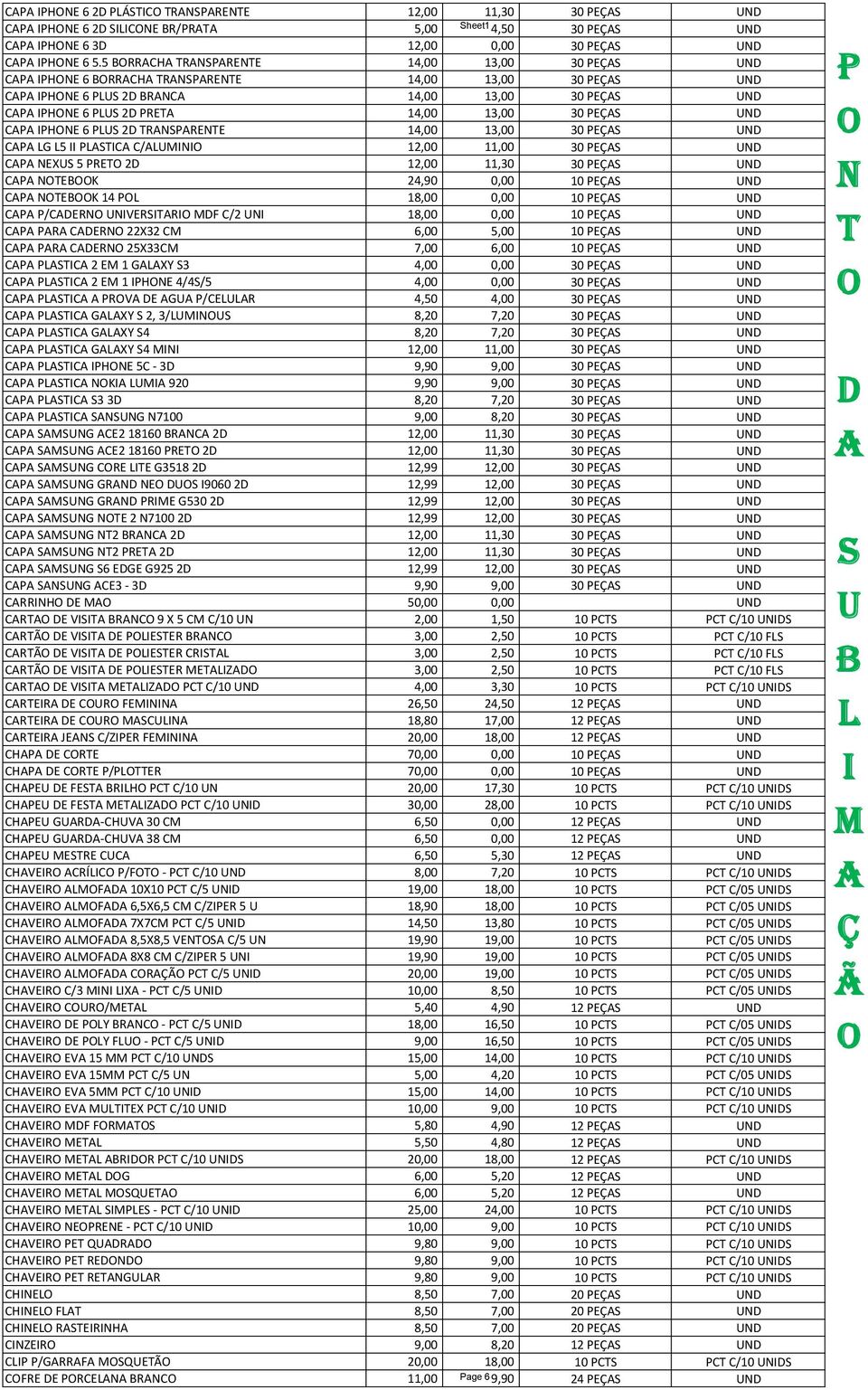 11,30 30 E C EK 24,90 0,00 10 E C EK 14 18,00 0,00 10 E C /CER VERR F C/2 18,00 0,00 10 E C R CER 22X32 C 6,00 5,00 10 E C R CER 25X33C 7,00 6,00 10 E C C 2 E 1 GXY 3 4,00 0,00 30 E C C 2 E 1 HE