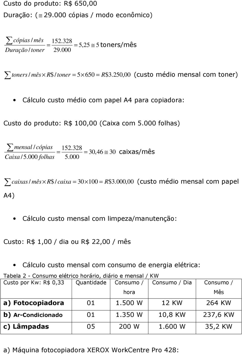 000 caixas/mês caixas / mês R$/ caixa = 30 100 = R$3.