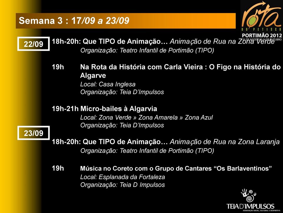 Algarvia Local: Zona Verde» Zona Amarela» Zona Azul 18h-20h: Que TIPO de Animação Animação de Rua na Zona