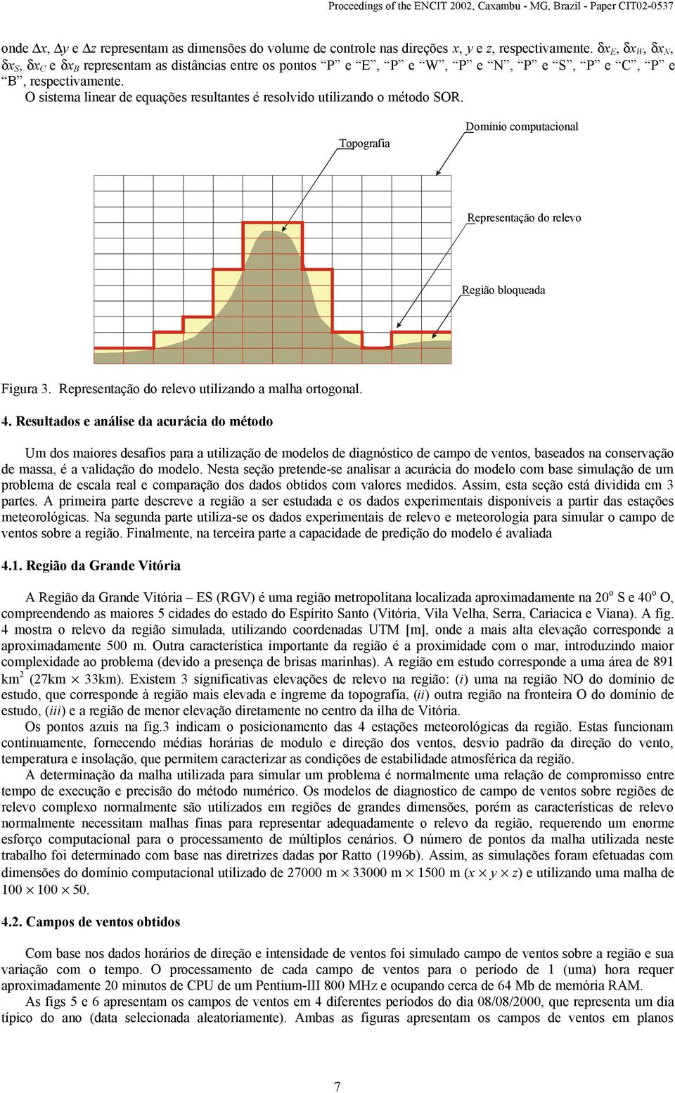 Topogfi Domínio computcionl Repesentção do elevo Região bloqued Figu 3. Repesentção do elevo utilindo mlh otogonl. 4.