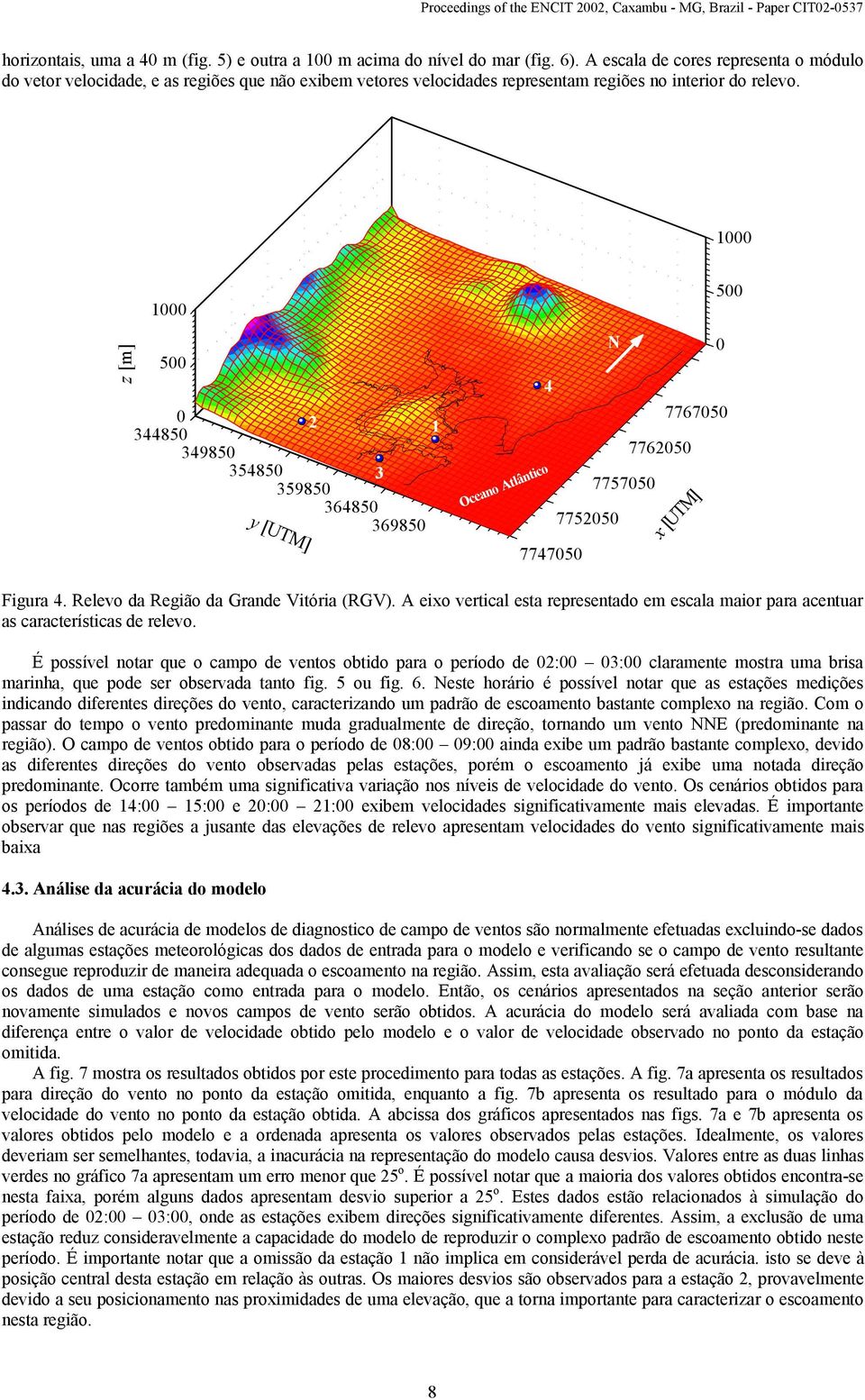 [m] 5 34485 34985 35485 35985 3 36485 36985 [UTM] Oceno Atlântico 5 4 77675 7765 7755 77475 77575 [UTM] Figu 4. Relevo d Região d Gnde Vitói (RGV).