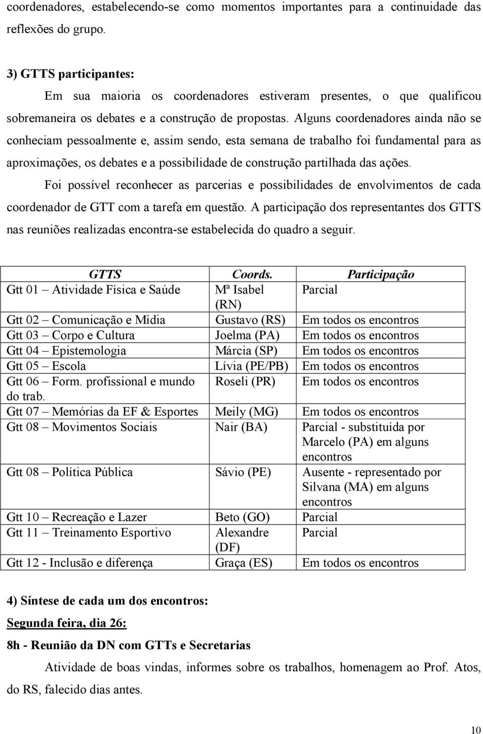 Alguns coordenadores ainda não se conheciam pessoalmente e, assim sendo, esta semana de trabalho foi fundamental para as aproximações, os debates e a possibilidade de construção partilhada das ações.