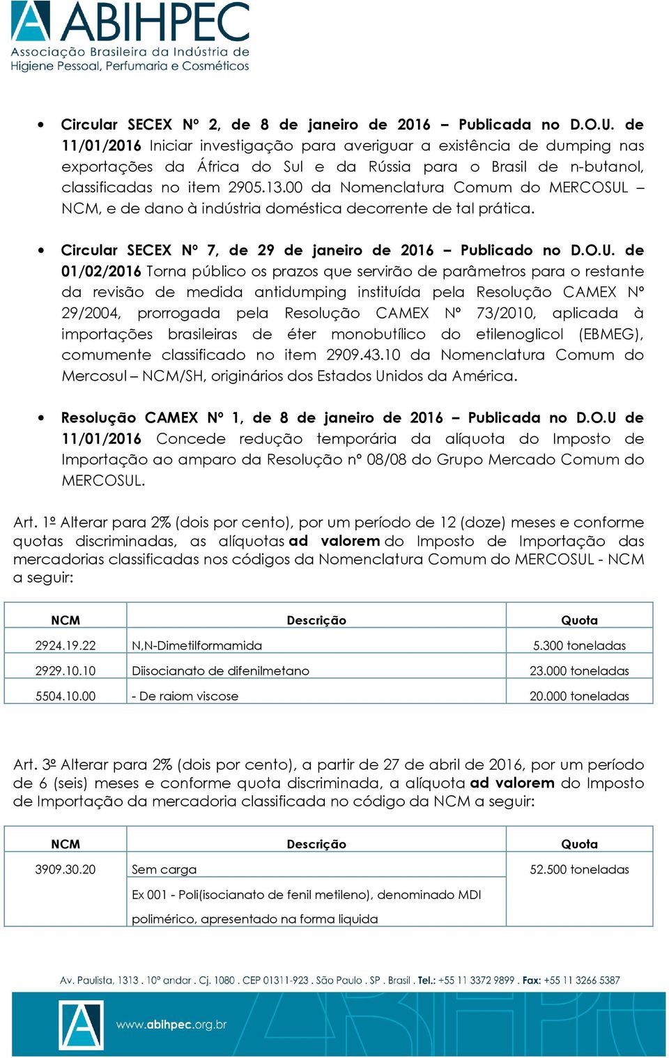 00 da Nomenclatura Comum do MERCOSUL