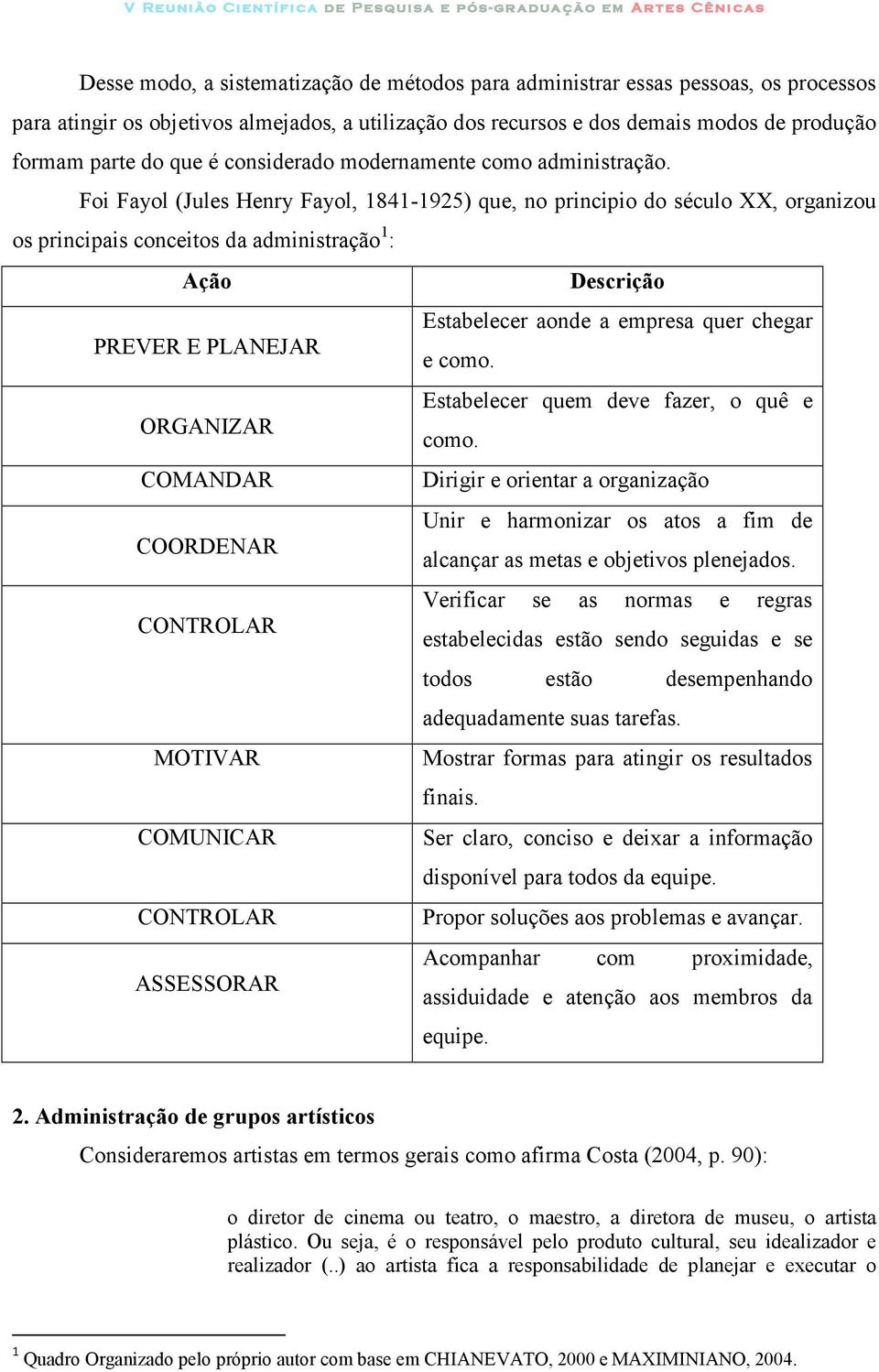 Foi Fayol (Jules Henry Fayol, 1841-1925) que, no principio do século XX, organizou os principais conceitos da administração 1 : Ação Descrição Estabelecer aonde a empresa quer chegar PREVER E