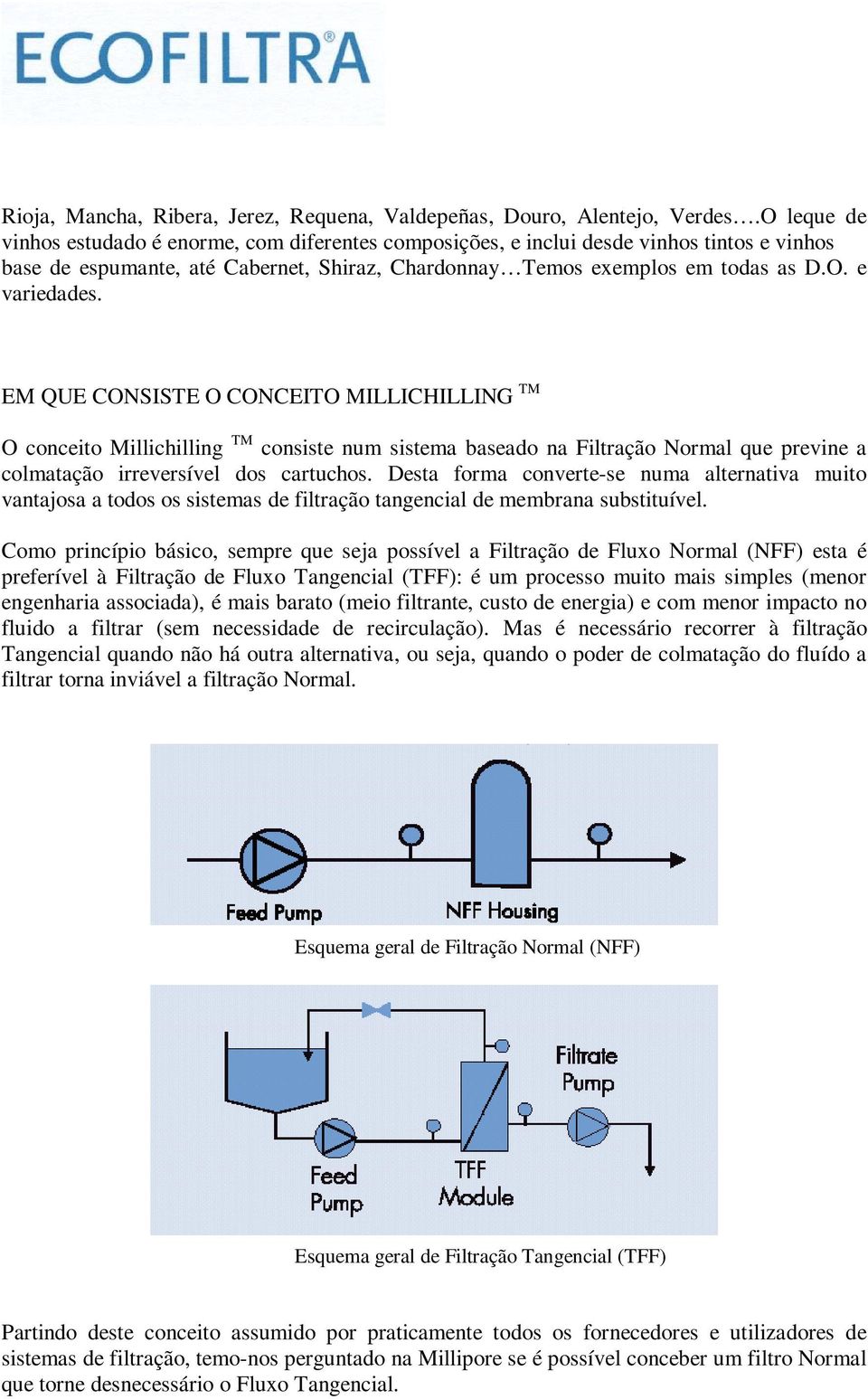 EM QUE CONSISTE O CONCEITO MILLICHILLING TM O conceito Millichilling TM consiste num sistema baseado na Filtração Normal que previne a colmatação irreversível dos cartuchos.