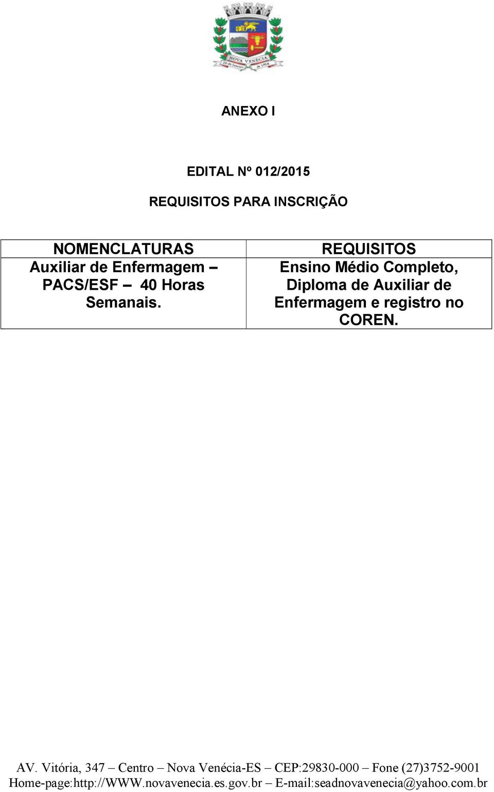 PACS/ESF 40 Horas Semanais.