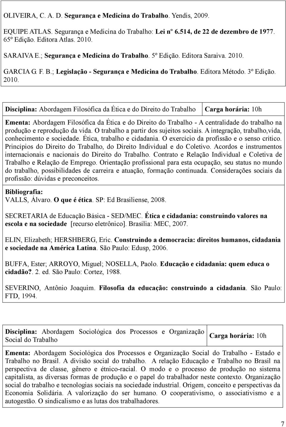 GARCIA G. F. B.; Legislação - Segurança e Medicina do Trabalho. Editora Método. 3º Edição. 2010.