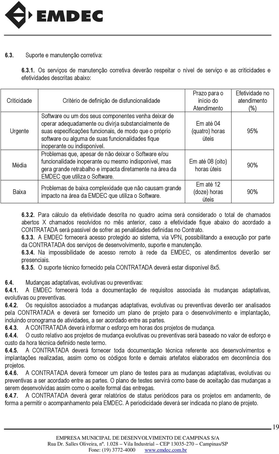 Software ou um dos seus componentes venha deixar de operar adequadamente ou divirja substancialmente de suas especificações funcionais, de modo que o próprio software ou alguma de suas