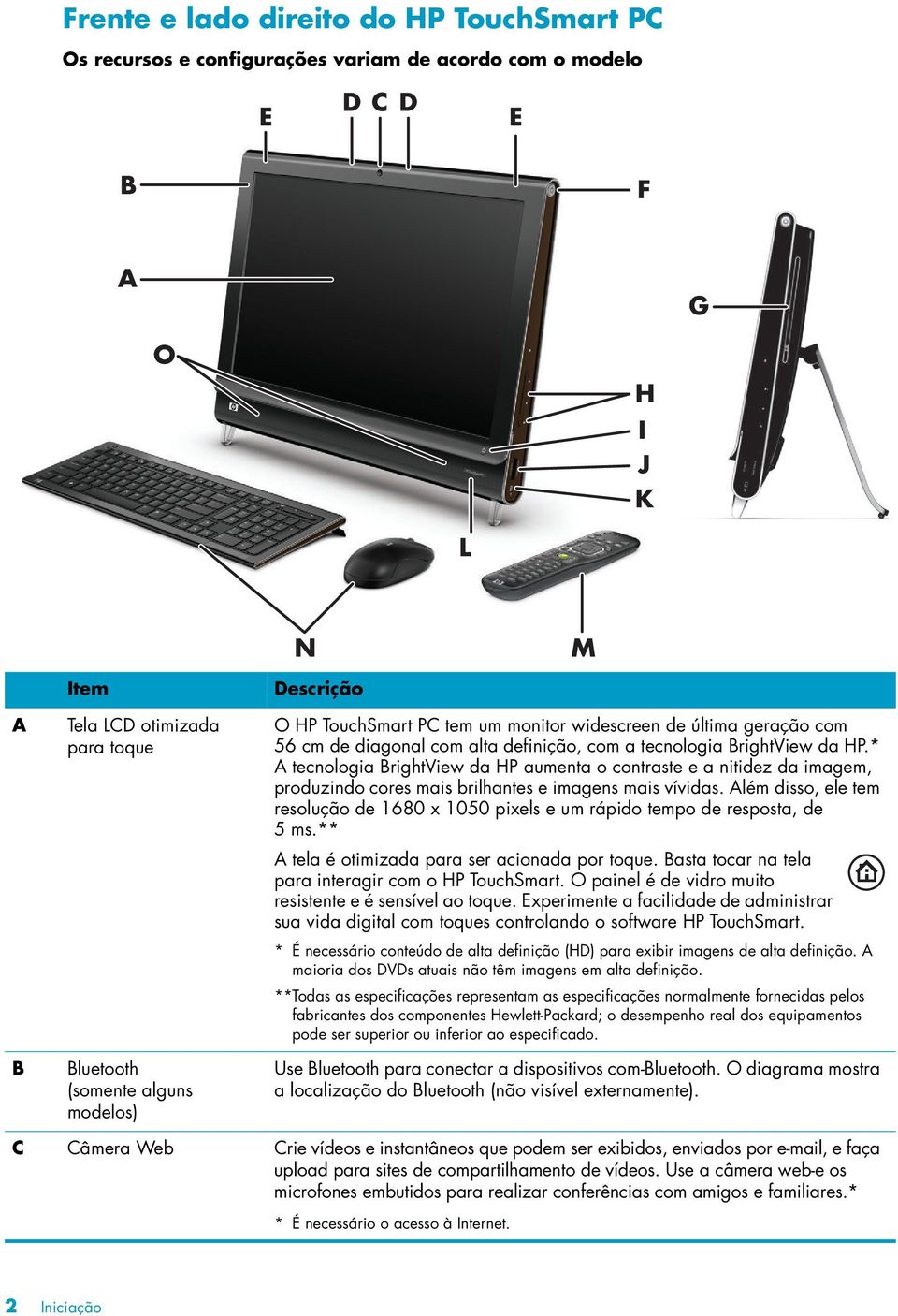 * A tecnologia BrightView da HP aumenta o contraste e a nitidez da imagem, produzindo cores mais brilhantes e imagens mais vívidas.