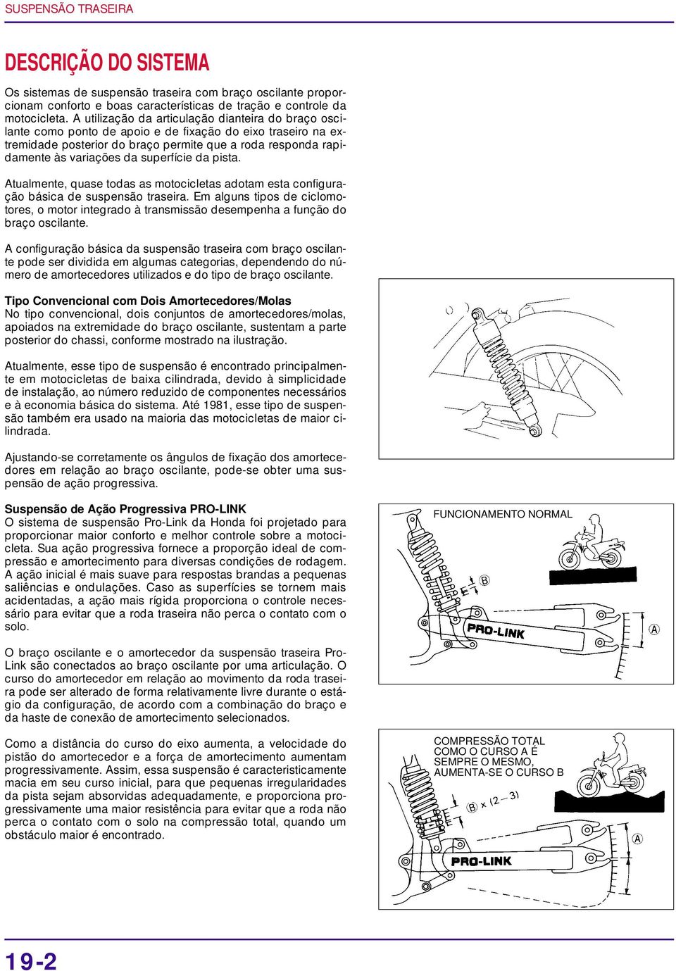 superfíie da pista. Atualmente, quase todas as motoiletas adotam esta onfiguração básia de suspensão traseira.