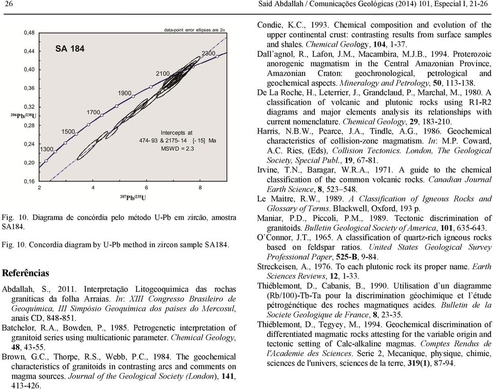 In: XIII Congresso Brasileiro de Geoquímica, III Simpósio Geoquímica dos países do Mercosul, anais CD, 848-851. Batchelor, R.A., Bowden, P., 1985.