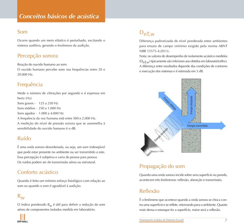 D nt,w Diferença padronizada de nível ponderada entre ambientes para ensaio de campo (mínimo exigido pela norma BNT NBR 15575-4:2013).