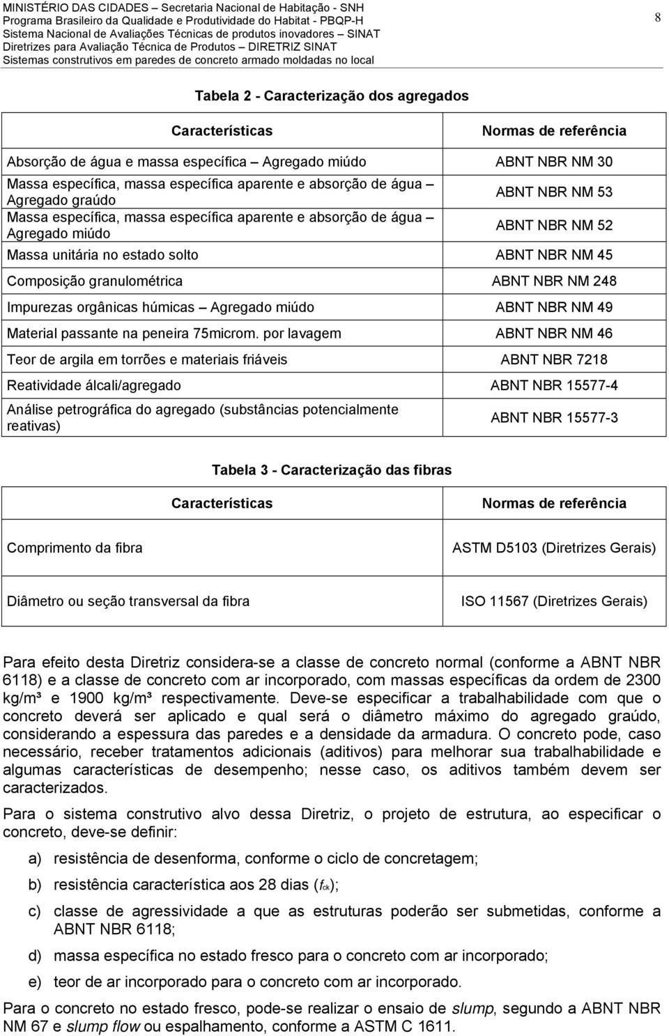 granulométrica ABNT NBR NM 248 Impurezas orgânicas húmicas Agregado miúdo ABNT NBR NM 49 Material passante na peneira 75microm.