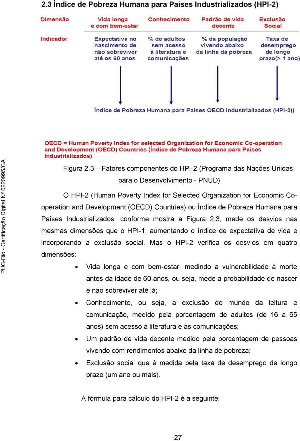 para Países OECD industrializados (HPI-2)) OECD = Human Poverty Index for selected Organization for Economic Co-operation and Development (OECD) Countries (Índice de Pobreza Humana para Países