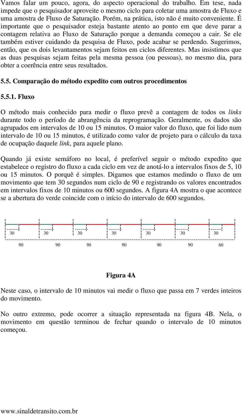 É importante que o pesquisador esteja bastante atento ao ponto em que deve parar a contagem relativa ao Fluxo de Saturação porque a demanda começou a cair.