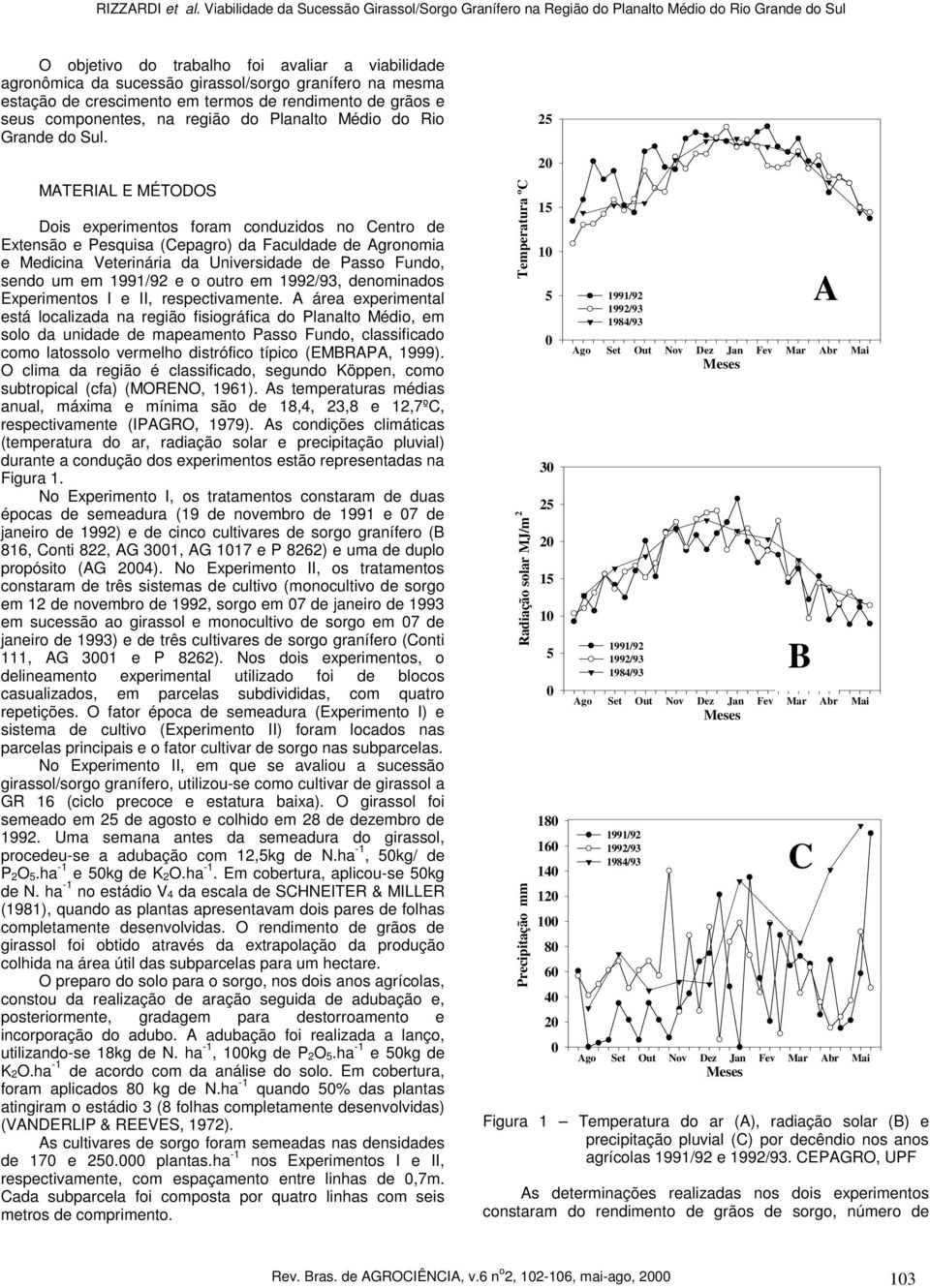 MATERIAL E MÉTODOS Dois experimentos foram conduzidos no Centro de Extensão e Pesquisa (Cepagro) da Faculdade de Agronomia e Medicina Veterinária da Universidade de Passo Fundo, sendo um em e o outro