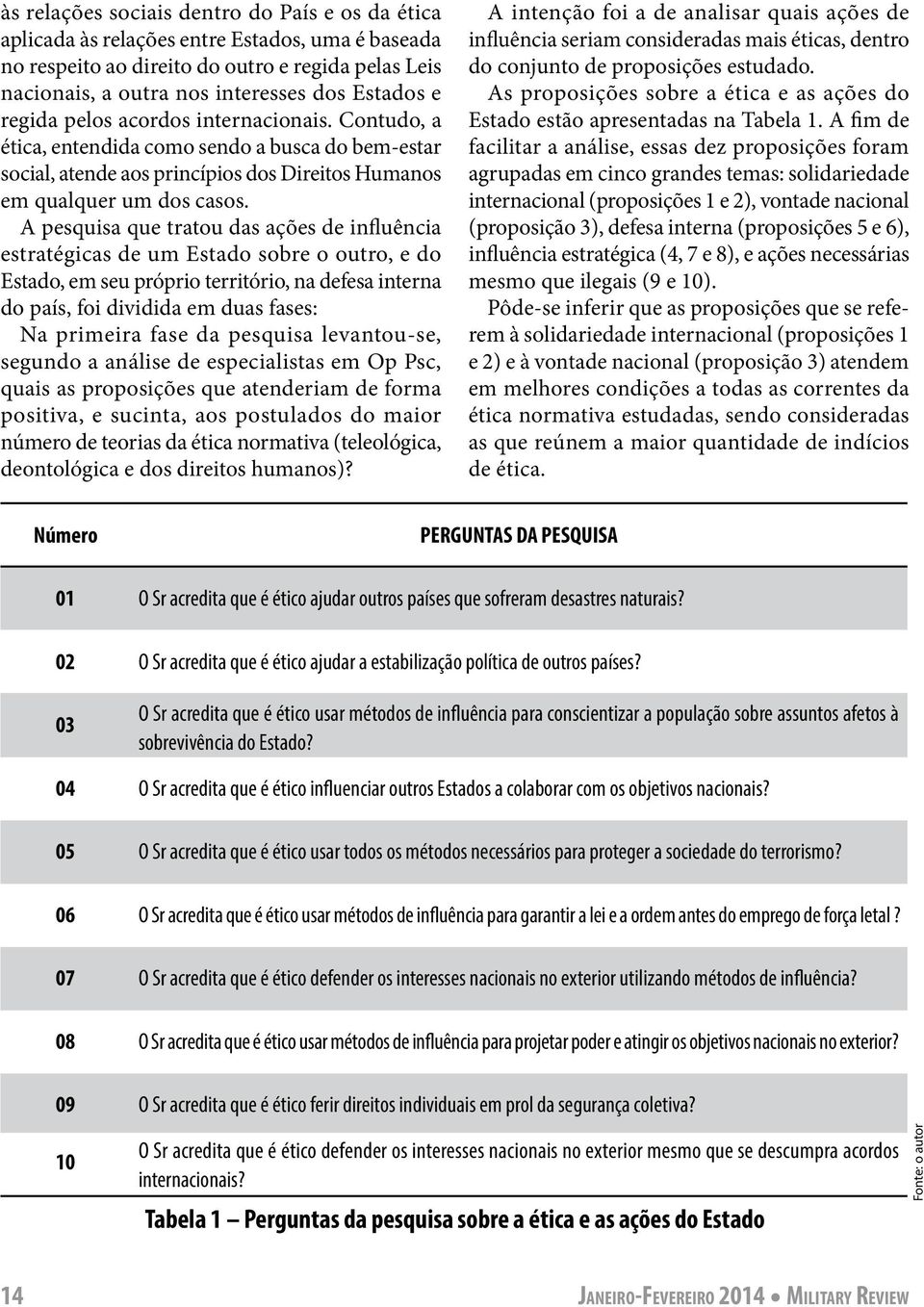 A pesquisa que tratou das ações de influência estratégicas de um Estado sobre o outro, e do Estado, em seu próprio território, na defesa interna do país, foi dividida em duas fases: Na primeira fase