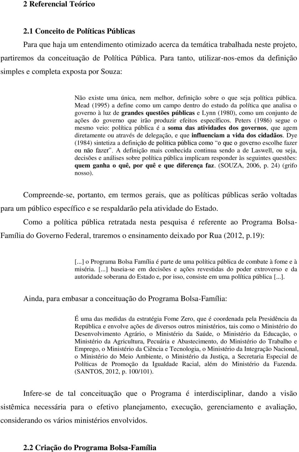 Mead (1995) a define como um campo dentro do estudo da política que analisa o governo à luz de grandes questões públicas e Lynn (1980), como um conjunto de ações do governo que irão produzir efeitos