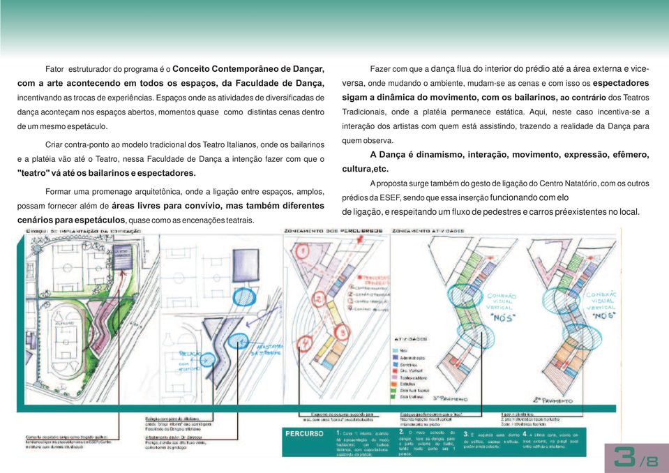 Criar contra-ponto ao modelo tradicional dos Teatro Italianos, onde os bailarinos e a platéia vão até o Teatro, nessa Faculdade de Dança a intenção fazer com que o "teatro" vá até os bailarinos e