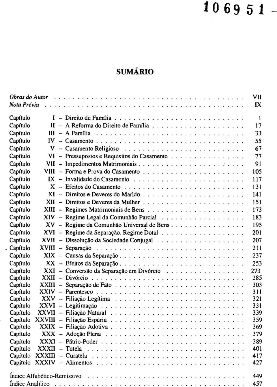 Capítulo VIII - Fonna e Prova do Casamento Capítulo IX - Invalidade do Casamento.. Capítulo X - Efeitos do Casamento.... Capítulo XI - Direitos e Deveres do Marido.