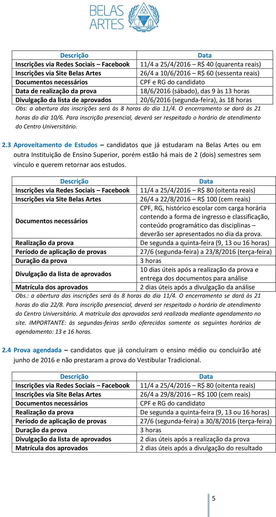 dia 11/4. O encerramento se dará às 21