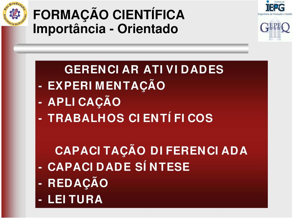 APLICAÇÃO - TRABALHOS CIENTÍFICOS CAPACITAÇÃO