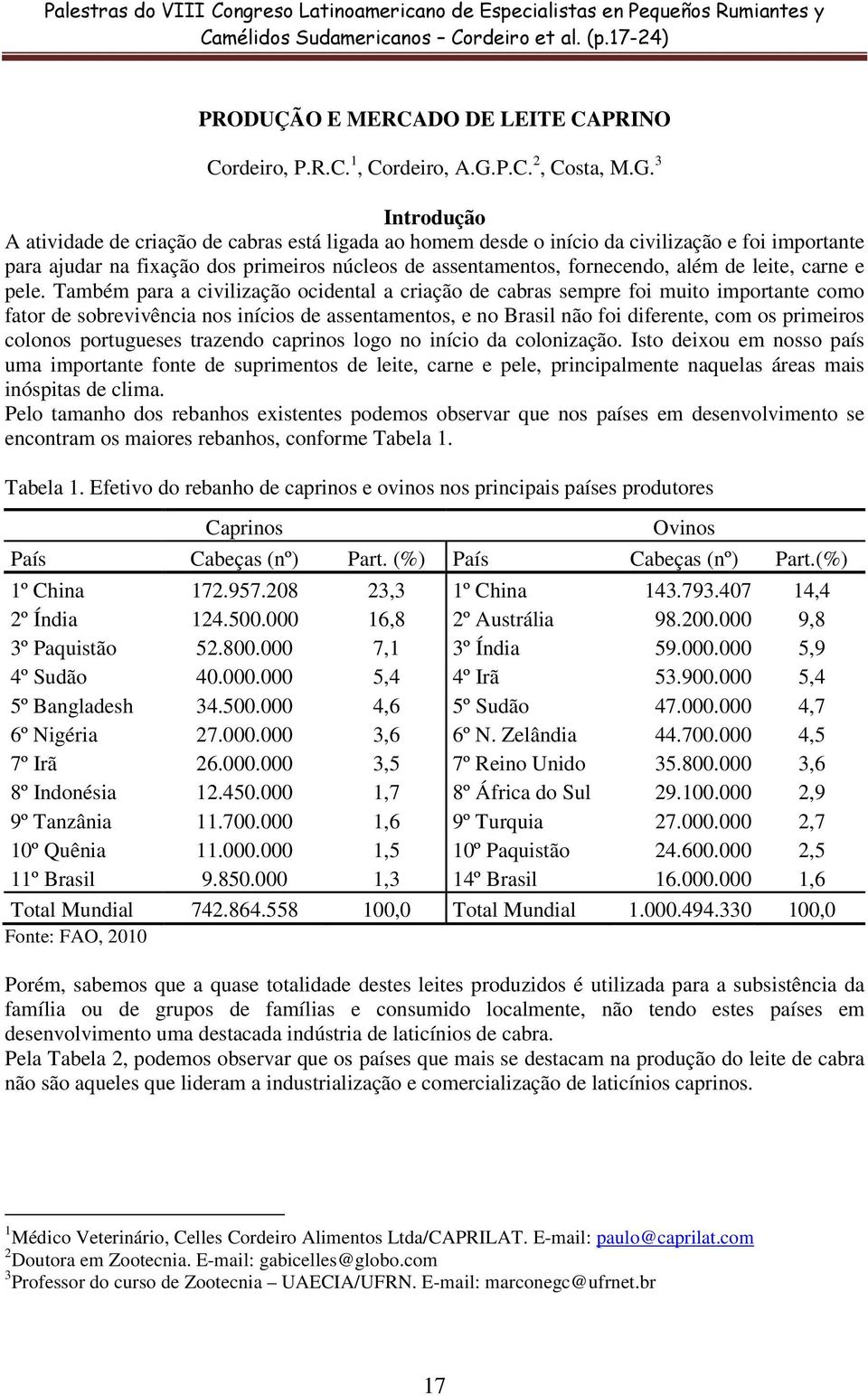 3 Introdução A atividade de criação de cabras está ligada ao homem desde o início da civilização e foi importante para ajudar na fixação dos primeiros núcleos de assentamentos, fornecendo, além de