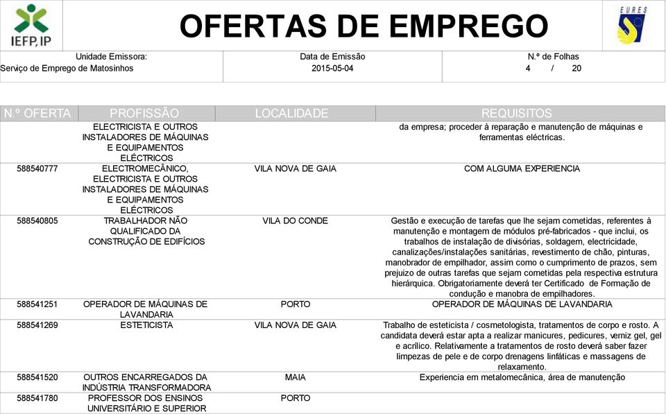 ENSINOS UNIVERSITÁRIO E SUPERIOR da empresa; proceder à reparação e manutenção de máquinas e ferramentas eléctricas.