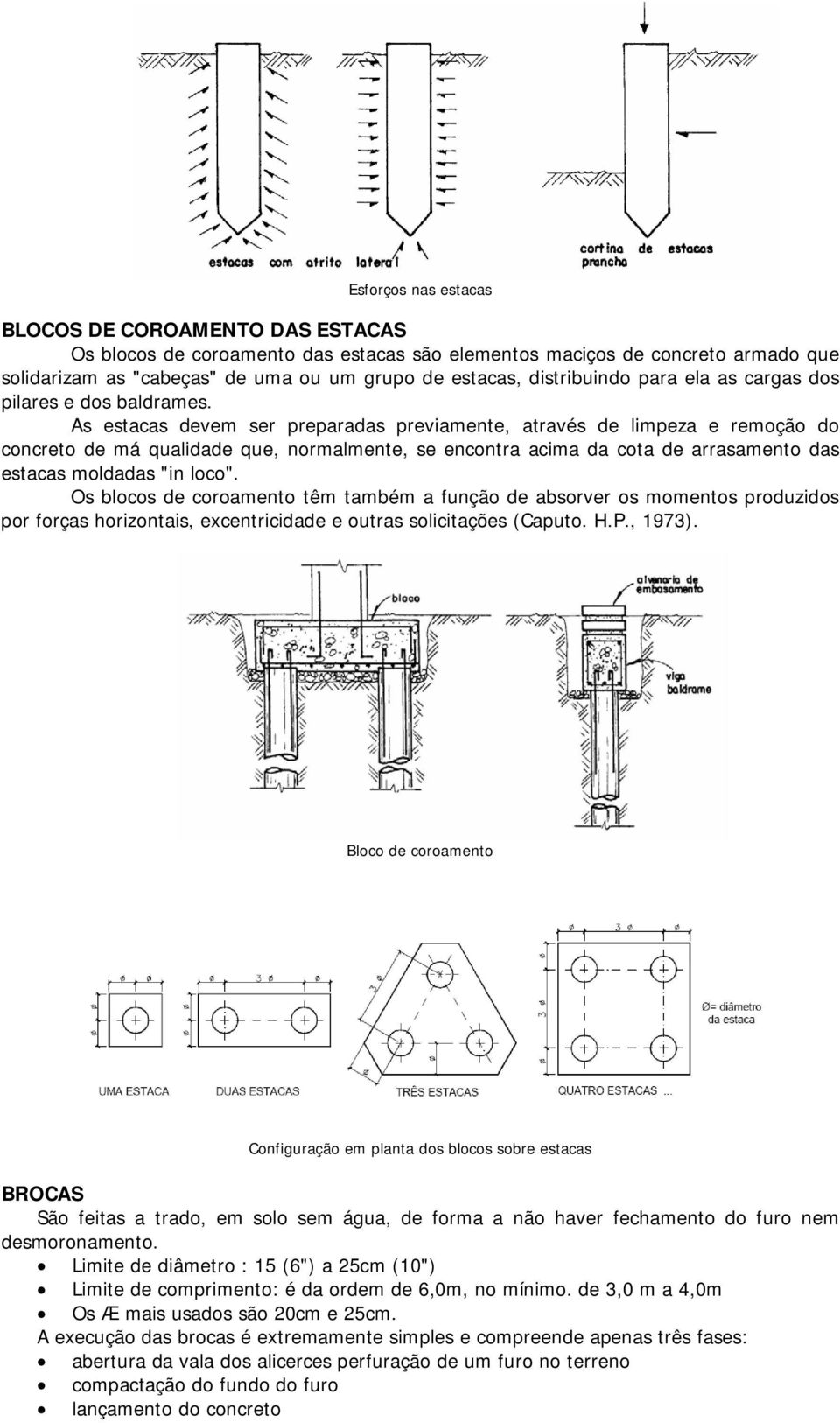 As estacas devem ser preparadas previamente, através de limpeza e remoção do concreto de má qualidade que, normalmente, se encontra acima da cota de arrasamento das estacas moldadas "in loco".