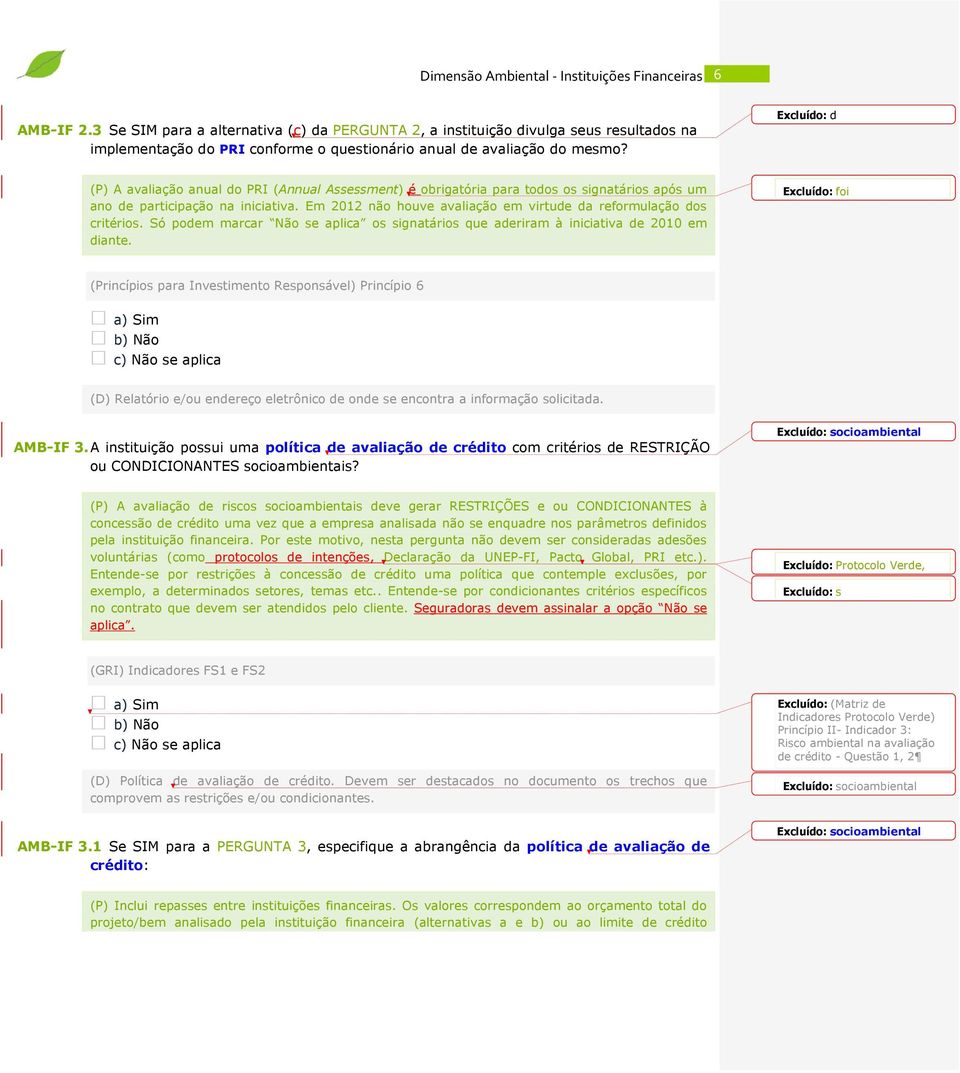 Excluído: d (P) A avaliação anual do PRI (Annual Assessment) é obrigatória para todos os signatários após um ano de participação na iniciativa.