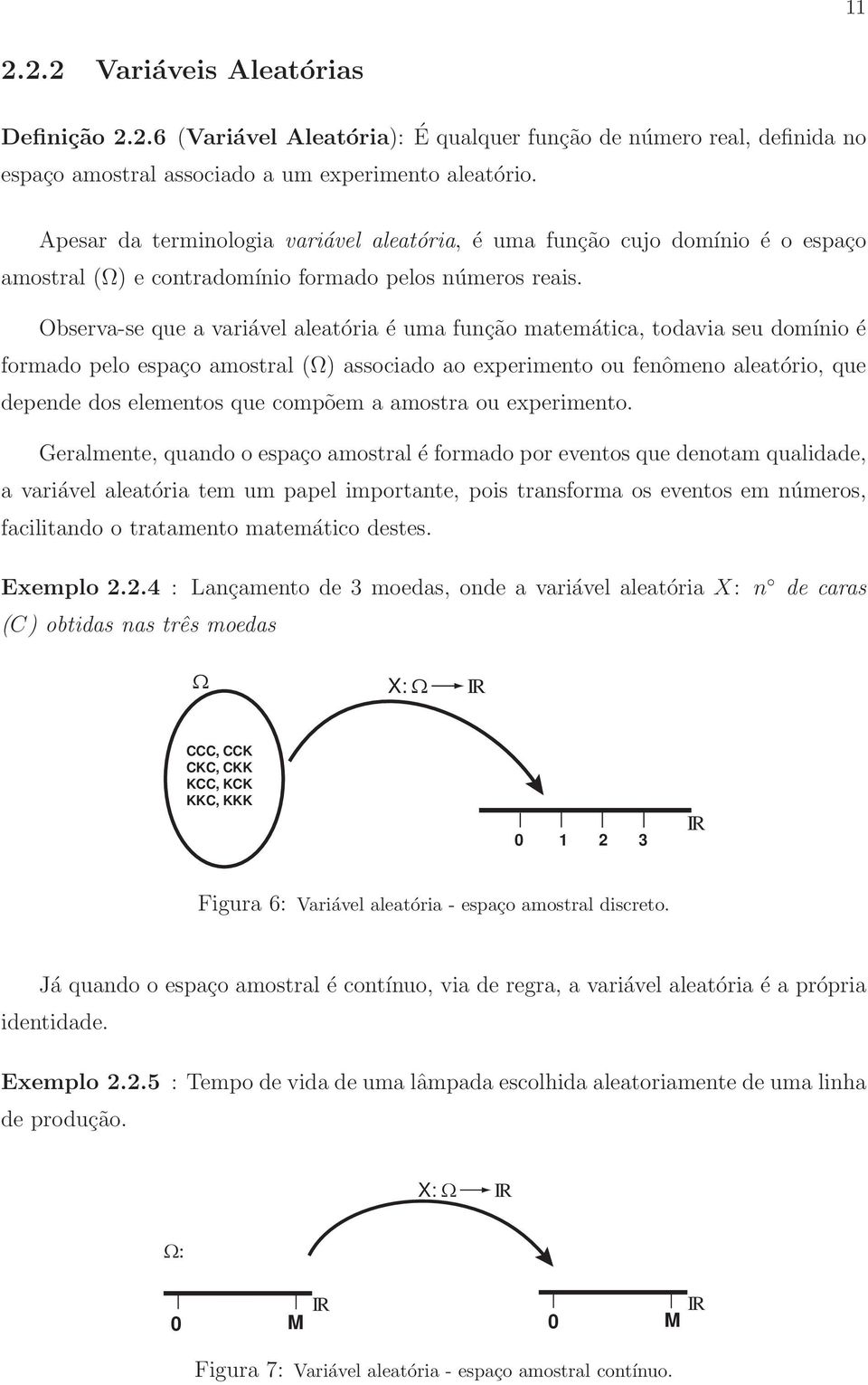 Observa-se que a variável aleatória é uma função matemática, todavia seu domínio é formado pelo espaço amostral (Ω) associado ao experimento ou fenômeno aleatório, que depende dos elementos que