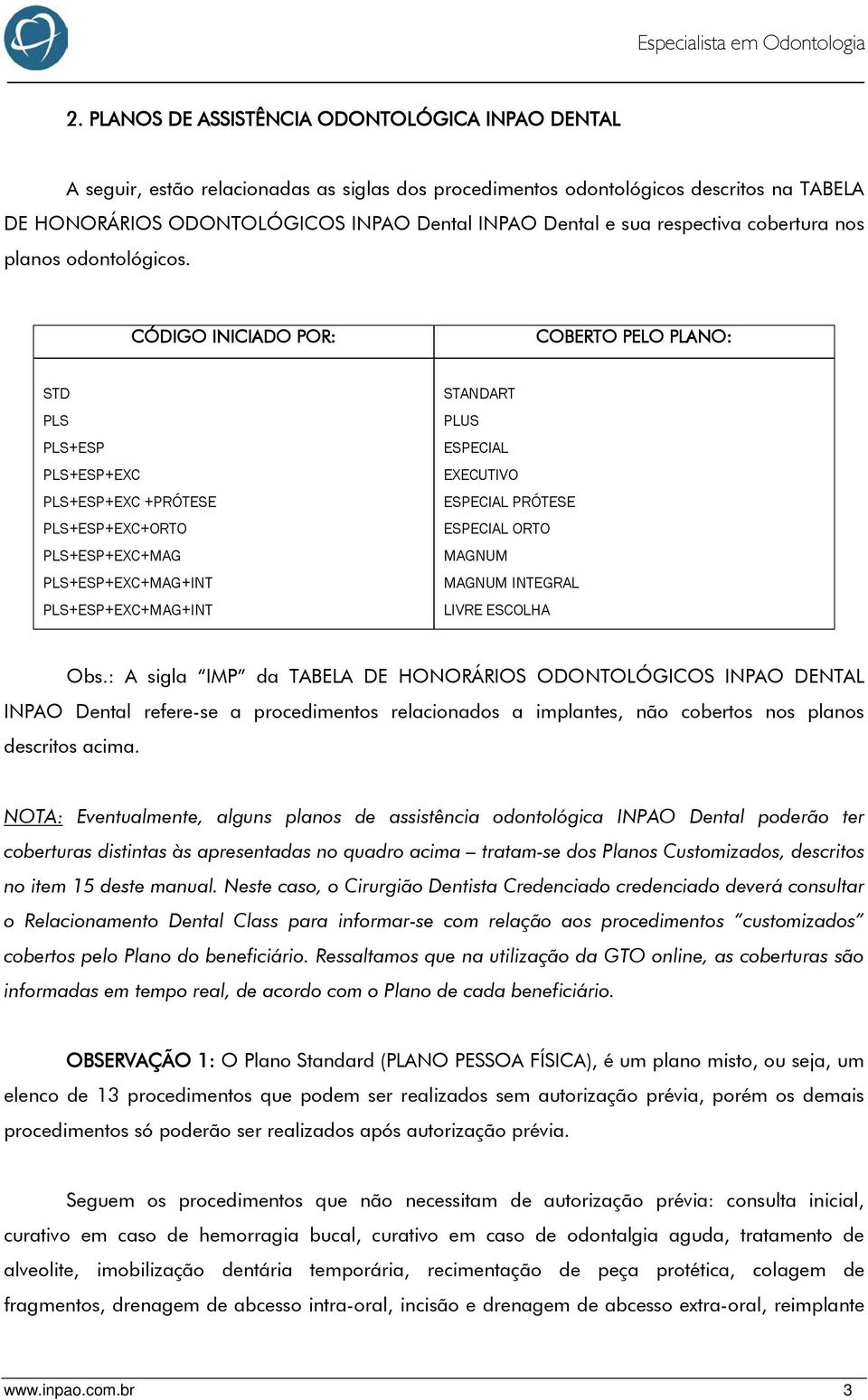 CÓDIGO INICIADO POR: COBERTO PELO PLANO: STD PLS PLS+ESP PLS+ESP+EXC PLS+ESP+EXC +PRÓTESE PLS+ESP+EXC+ORTO PLS+ESP+EXC+MAG PLS+ESP+EXC+MAG+INT PLS+ESP+EXC+MAG+INT STANDART PLUS ESPECIAL EXECUTIVO