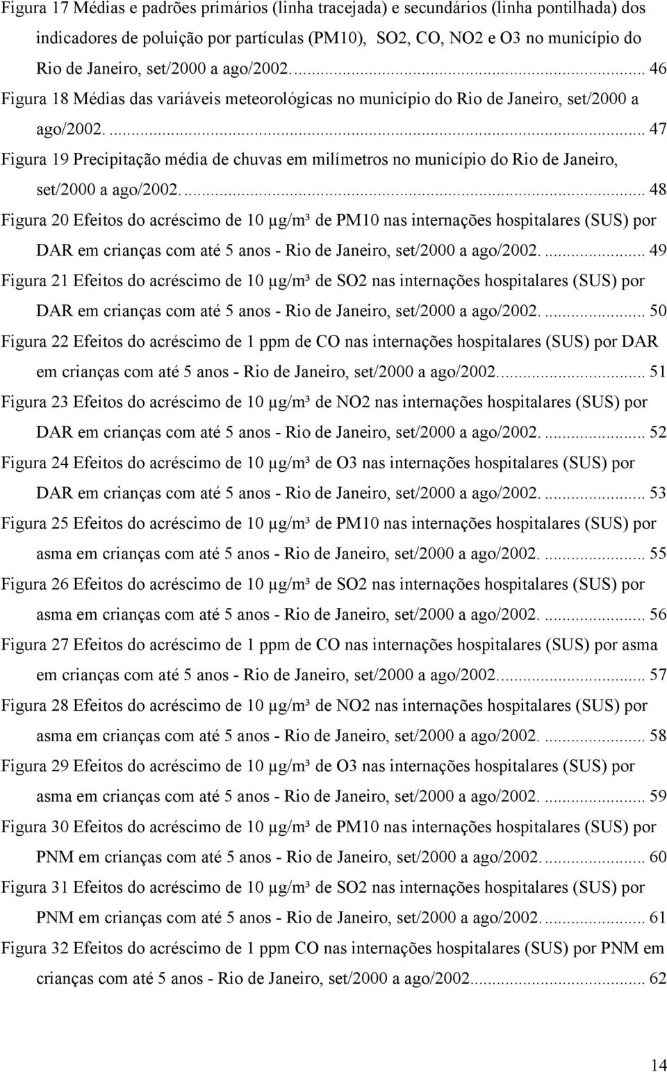... 47 Figura 19 Precipitação média de chuvas em milímetros no município do Rio de Janeiro, set/2000 a ago/2002.