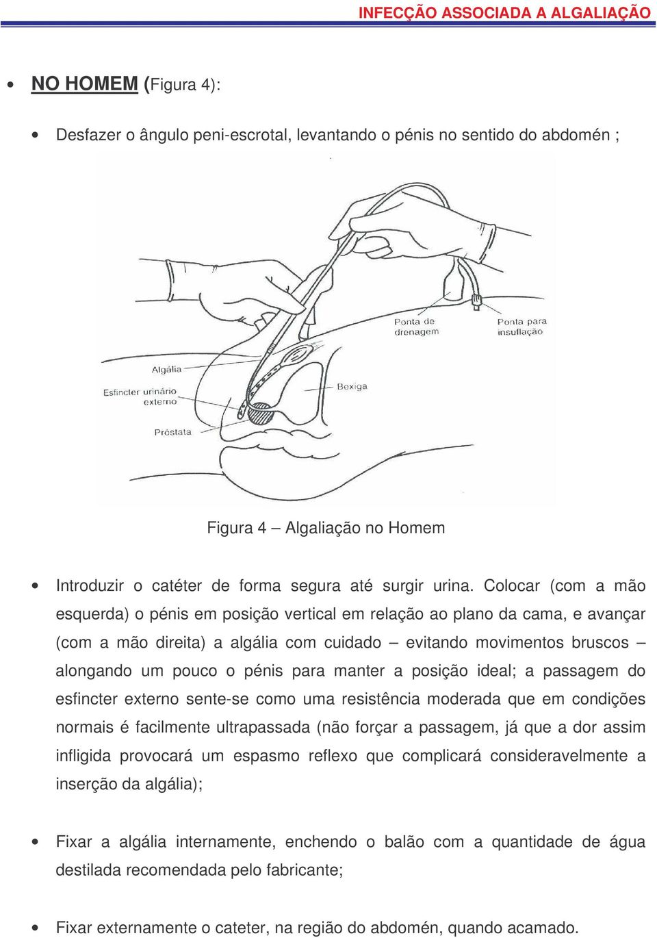 manter a posição ideal; a passagem do esfincter externo sente-se como uma resistência moderada que em condições normais é facilmente ultrapassada (não forçar a passagem, já que a dor assim infligida