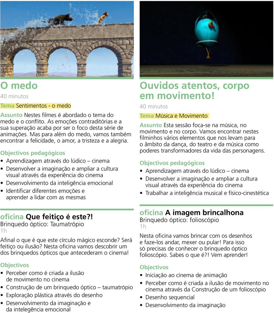 pedagógicos Desenvolvimento da inteligência emocional Identificar diferentes emoções e aprender a lidar com as mesmas oficina Que feitiço é este?