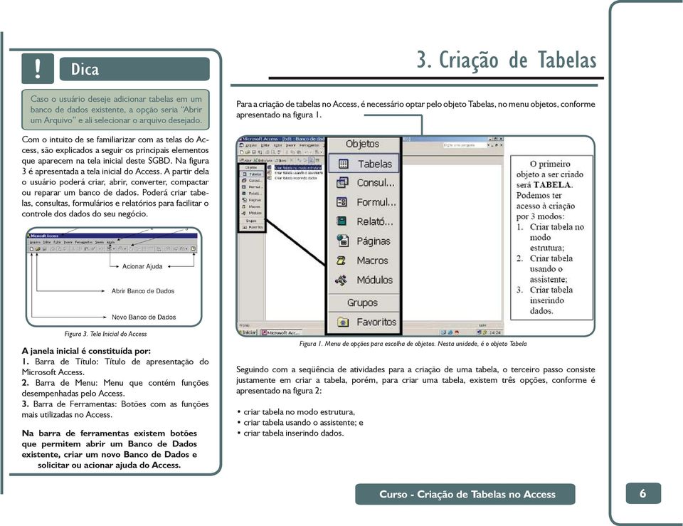 Com o intuito de se familiarizar com as telas do Access, são explicados a seguir os principais elementos que aparecem na tela inicial deste SGBD. Na figura 3 é apresentada a tela inicial do Access.