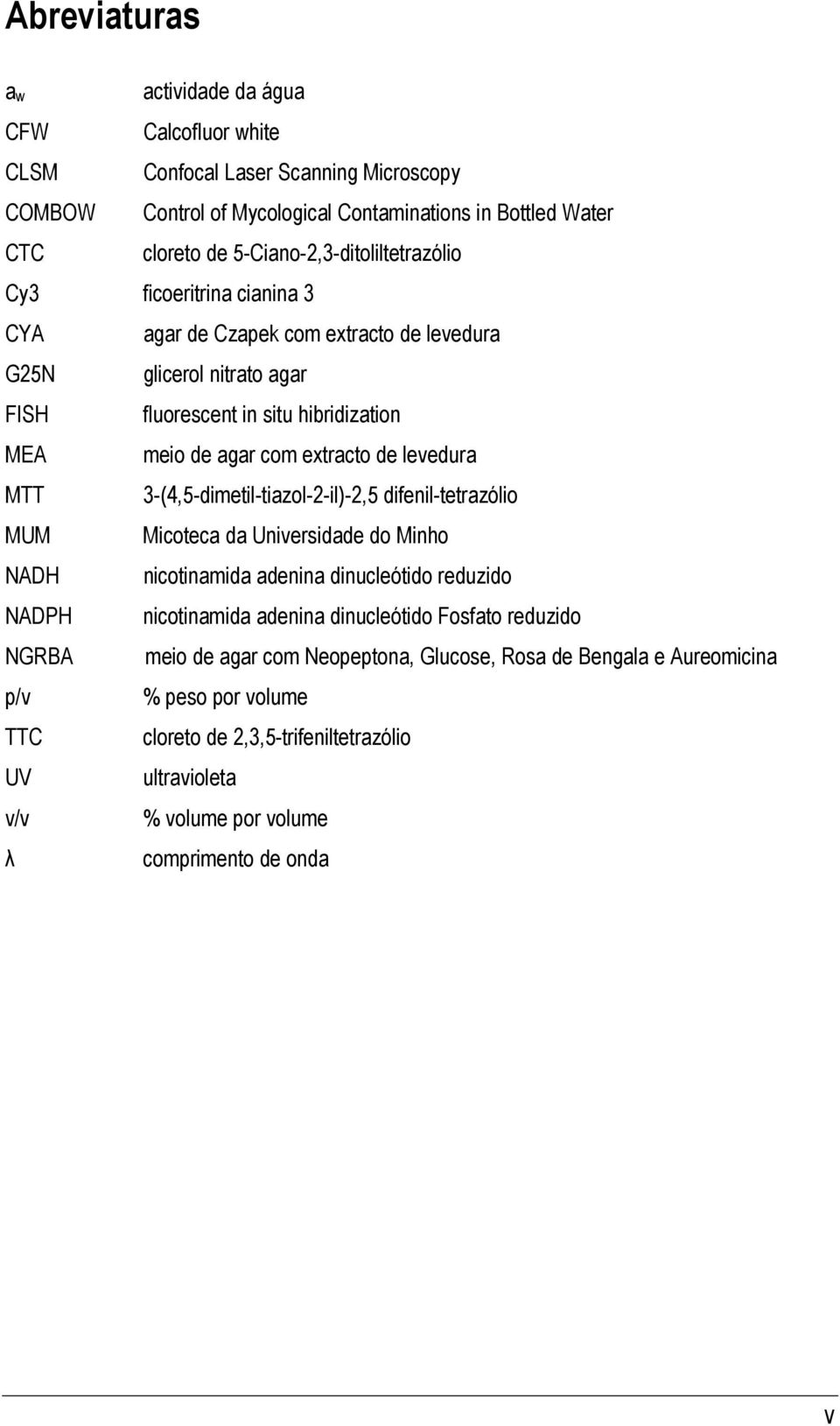 extracto de levedura MTT 3-(4,5-dimetil-tiazol-2-il)-2,5 difenil-tetrazólio MUM Micoteca da Universidade do Minho NADH nicotinamida adenina dinucleótido reduzido NADPH nicotinamida adenina