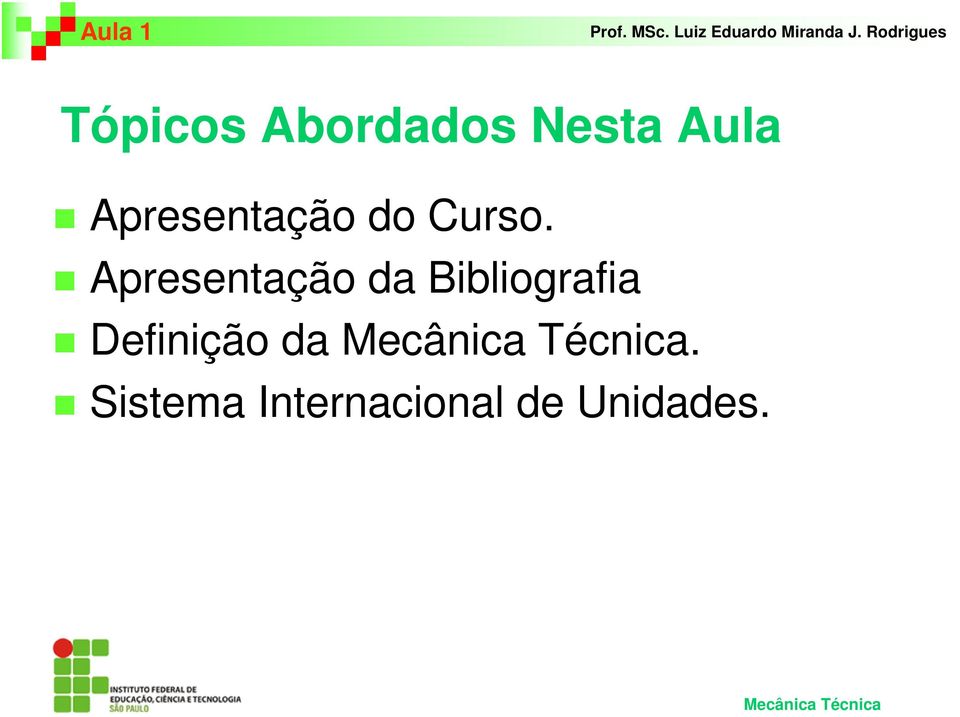 Apresentação da Bibliografia