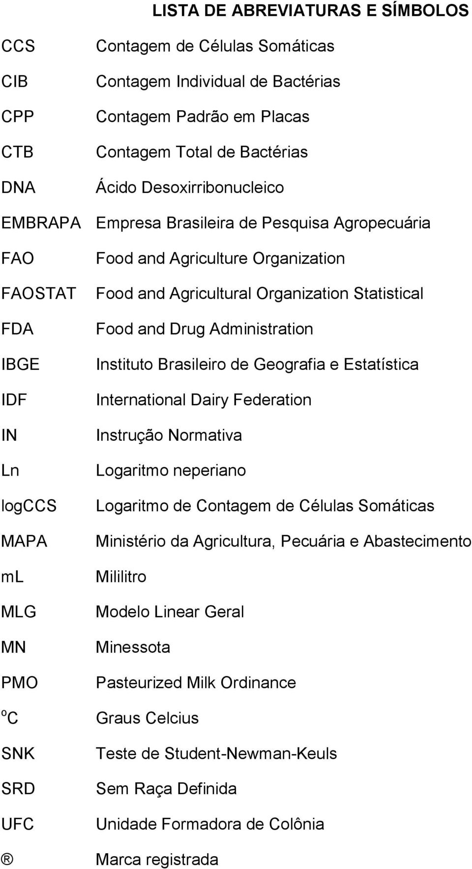 Statistical Food and Drug Administration Instituto Brasileiro de Geografia e Estatística International Dairy Federation Instrução Normativa Logaritmo neperiano Logaritmo de Contagem de Células