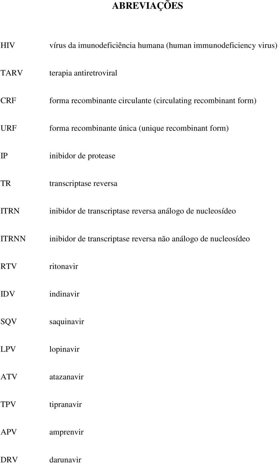 transcriptase reversa ITRN inibidor de transcriptase reversa análogo de nucleosídeo ITRNN inibidor de transcriptase reversa não