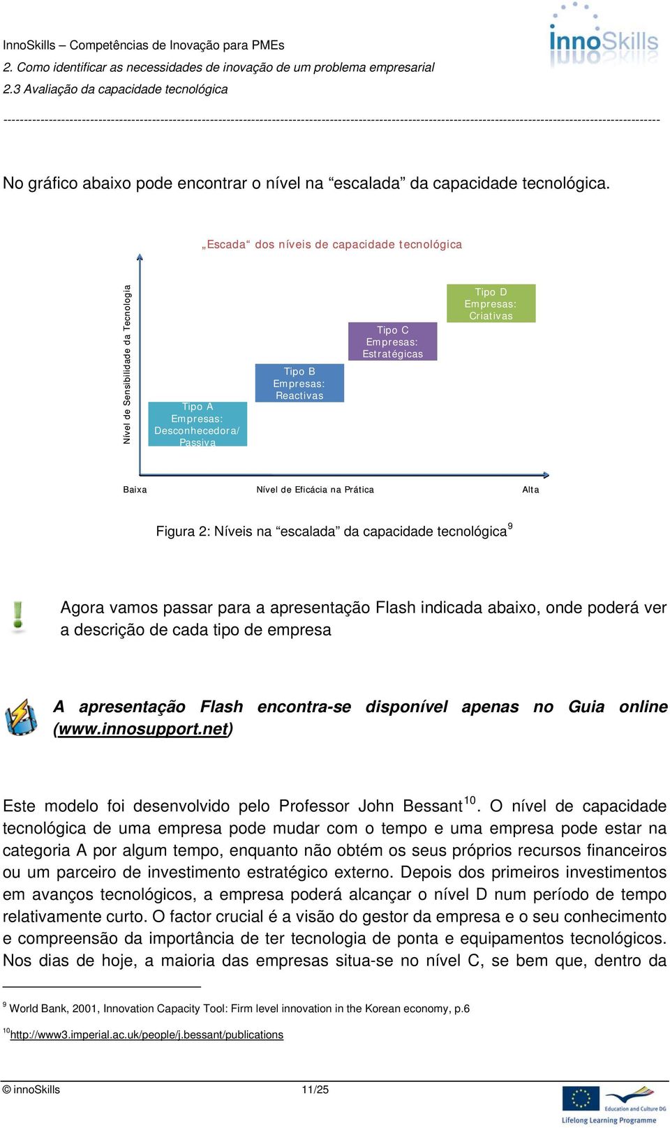 Criativas Baixa Nível de Eficácia na Prática Alta Figura 2: Níveis na escalada da capacidade tecnológica 9 Agora vamos passar para a apresentação Flash indicada abaixo, onde poderá ver a descrição de