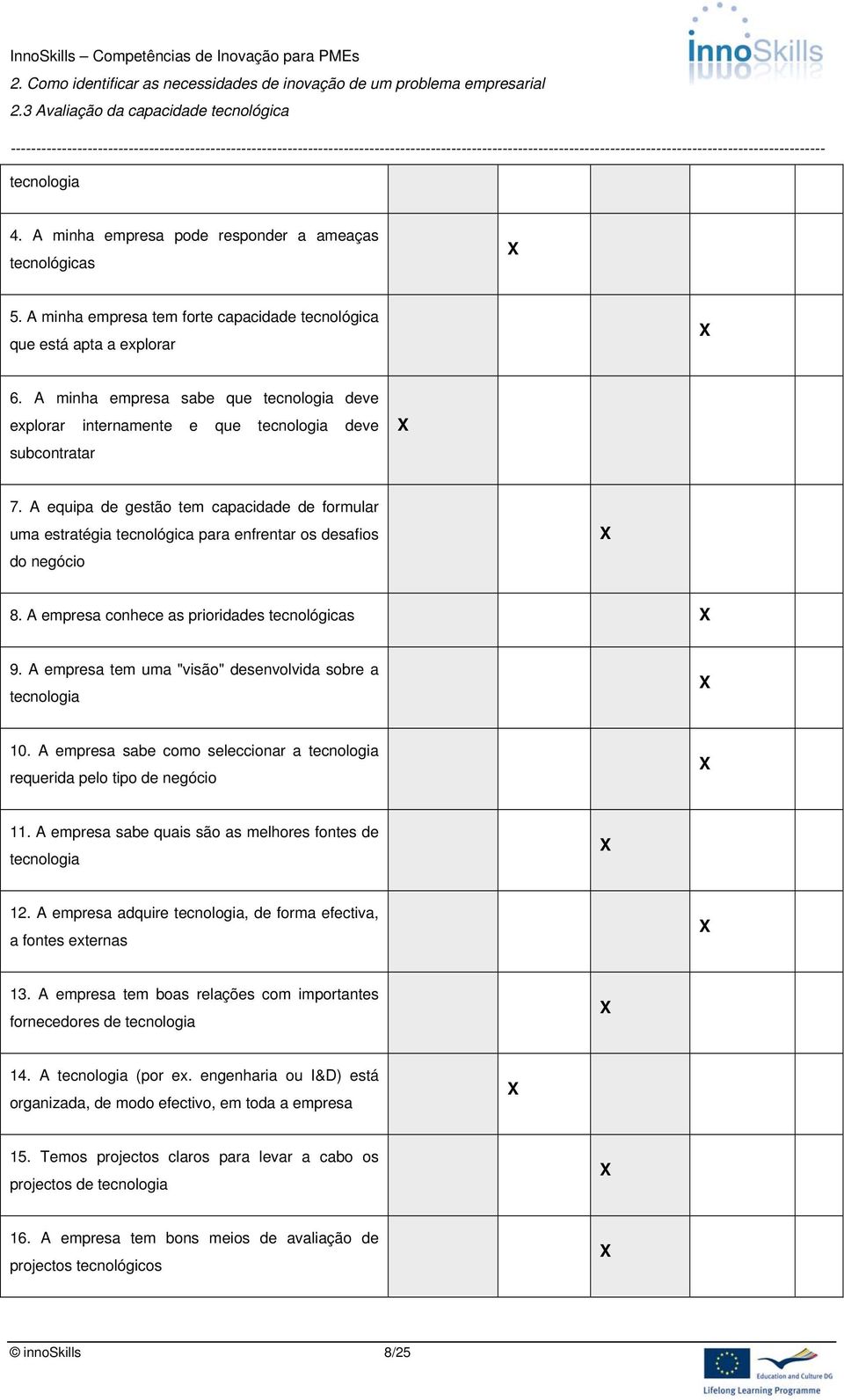 A equipa de gestão tem capacidade de formular uma estratégia tecnológica para enfrentar os desafios do negócio 8. A empresa conhece as prioridades tecnológicas 9.