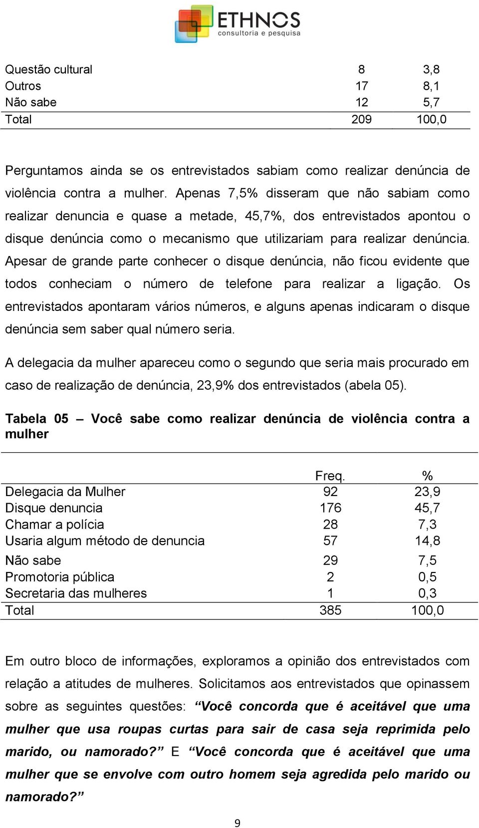 Apesar de grande parte conhecer o disque denúncia, não ficou evidente que todos conheciam o número de telefone para realizar a ligação.