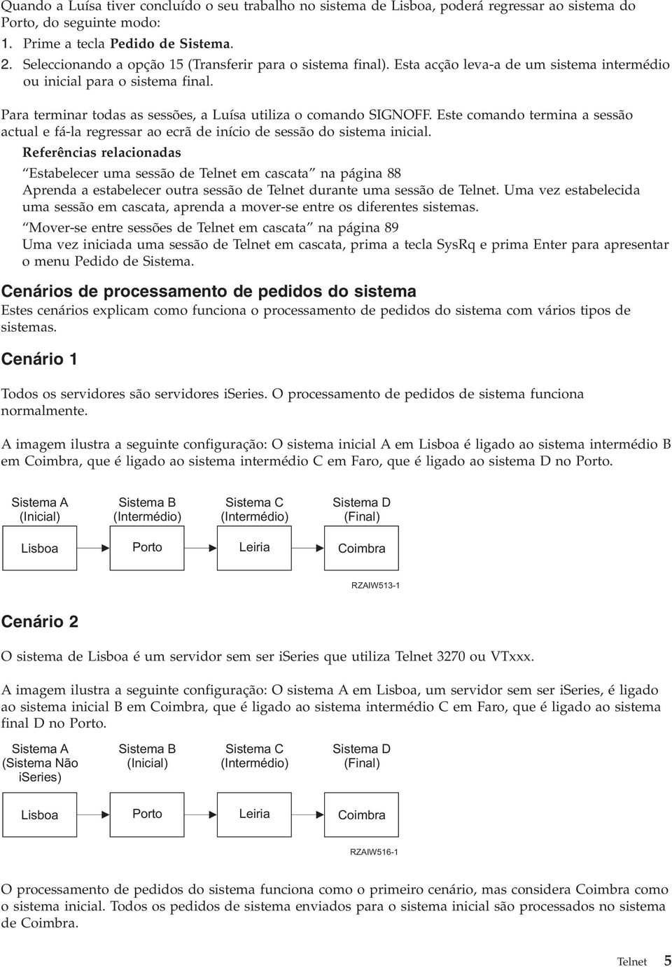 Para terminar todas as sessões, a Luísa utiliza o comando SIGNOFF. Este comando termina a sessão actual e fá-la regressar ao ecrã de início de sessão do sistema inicial.