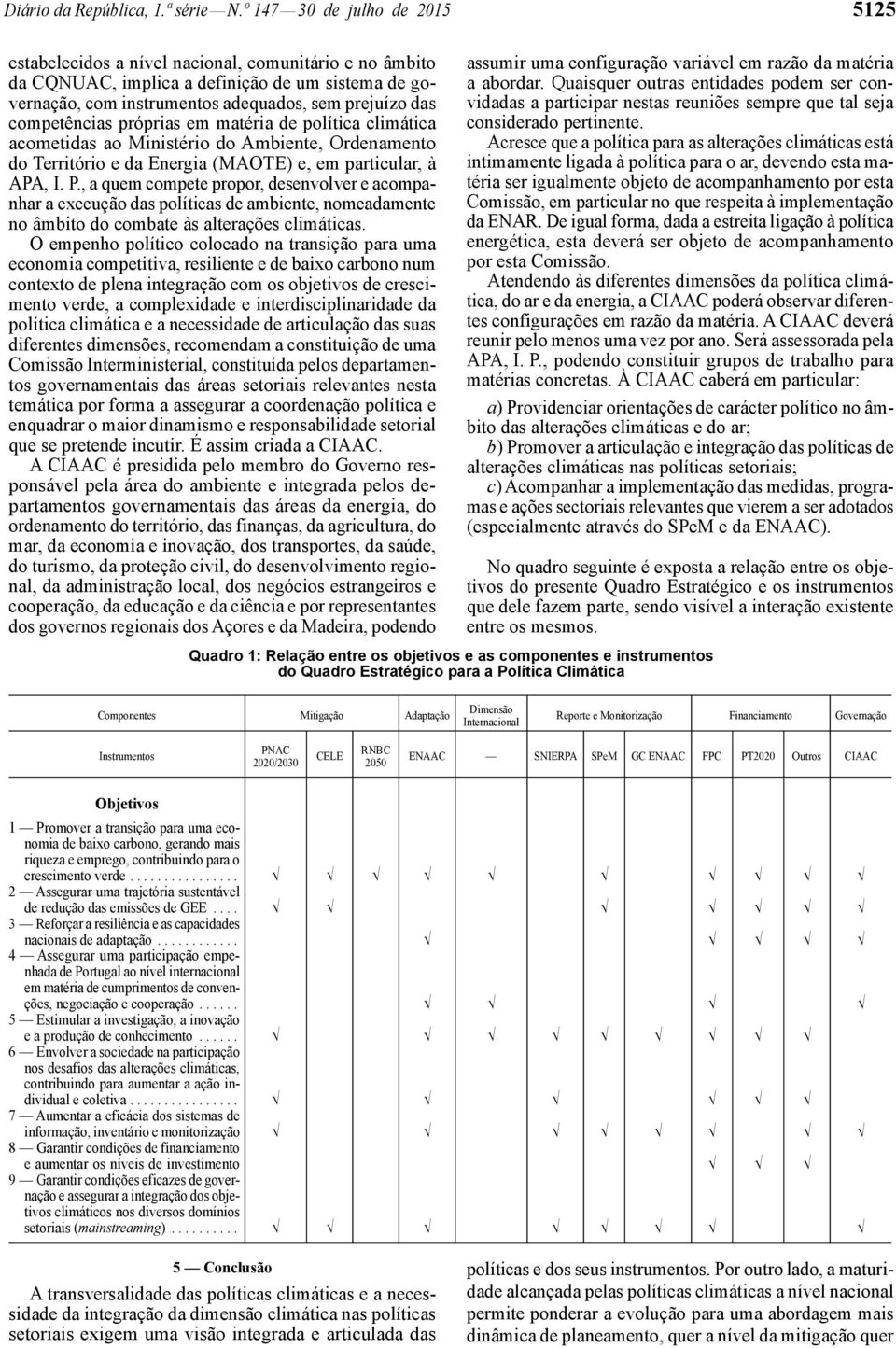 competências próprias em matéria de política climática acometidas ao Ministério do Ambiente, Ordenamento do Território e da Energia (MAOTE) e, em particular, à APA, I. P.