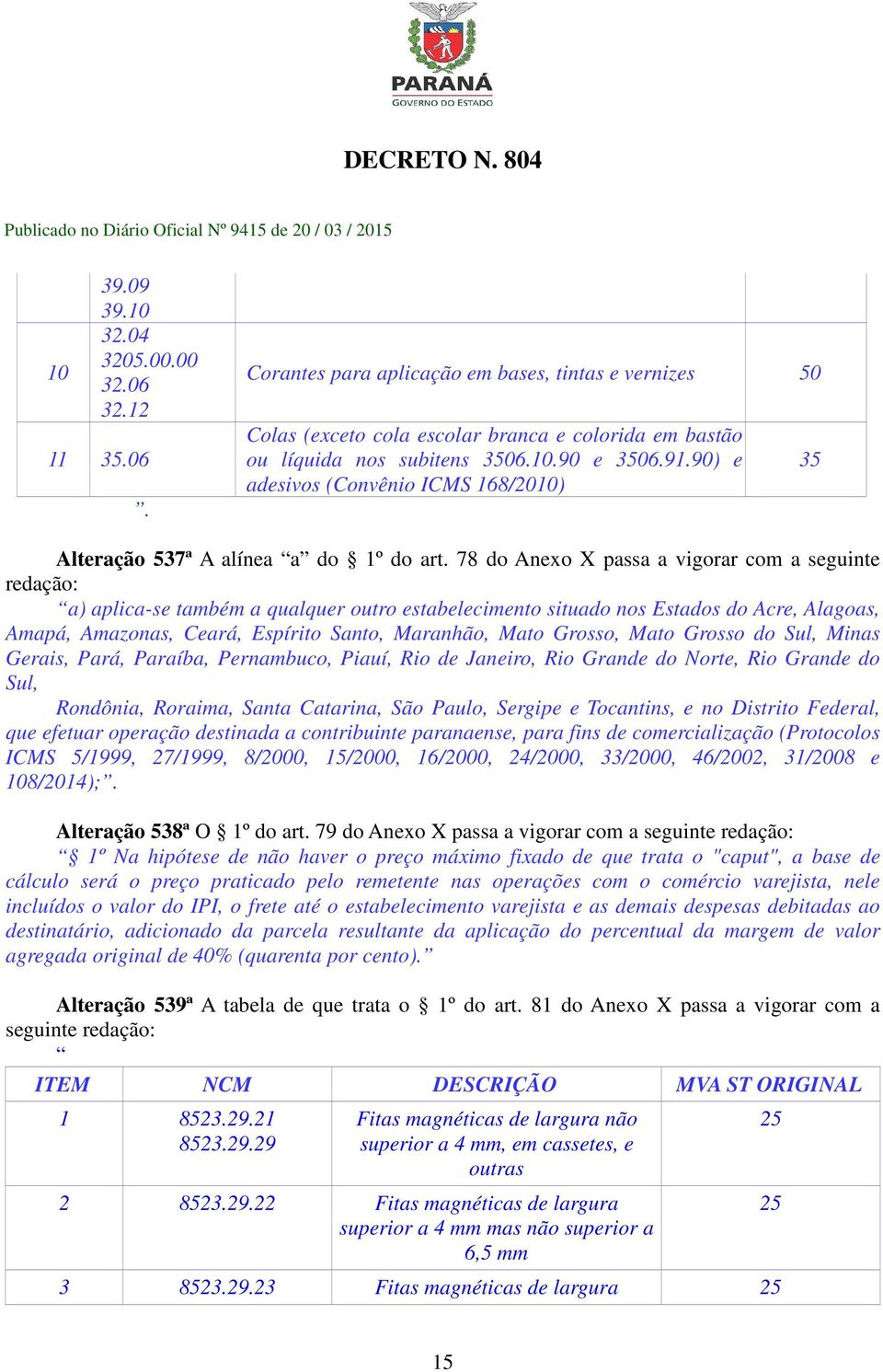 78 do Anexo X passa a vigorar com a seguinte redação: a) aplica-se também a qualquer outro estabelecimento situado nos Estados do Acre, Alagoas, Amapá, Amazonas, Ceará, Espírito Santo, Maranhão, Mato