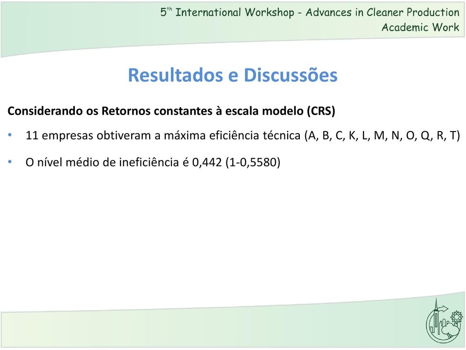 obtiveram a máxima eficiência técnica (A, B, C, K, L,