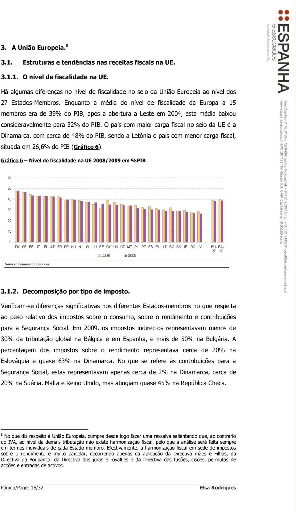 Enquanto a média do nível de fiscalidade da Europa a 15 membros era de 39% do PIB, após a abertura a Leste em 2004, esta média baixou consideravelmente para 32% do PIB.