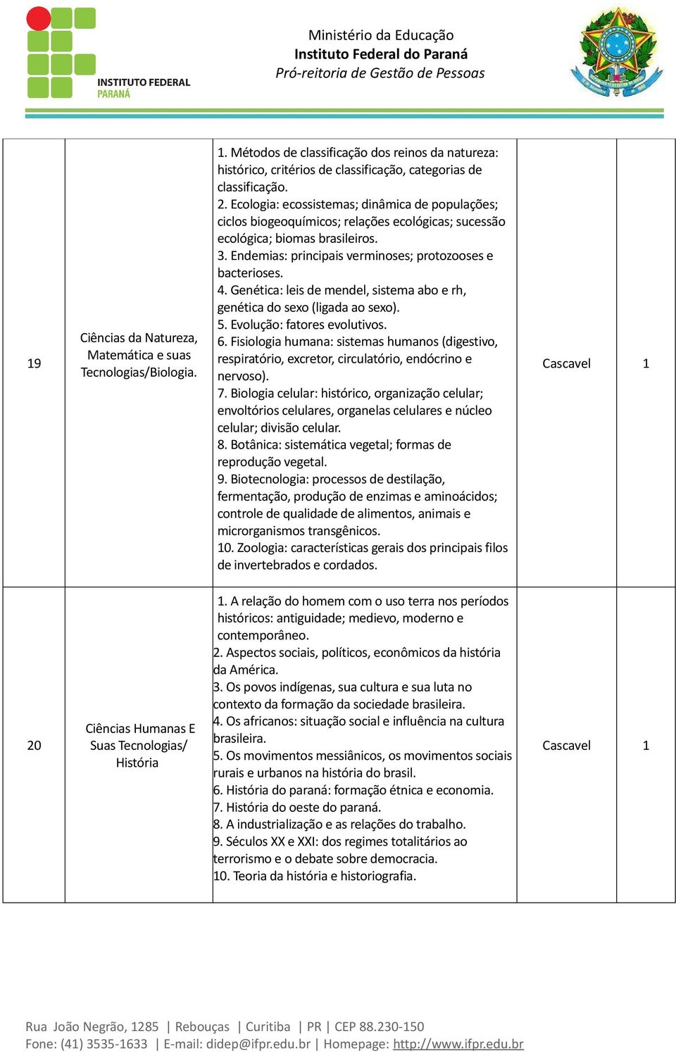 Genética: leis de mendel, sistema abo e rh, genética do sexo (ligada ao sexo). 5. Evolução: fatores evolutivos. 6.